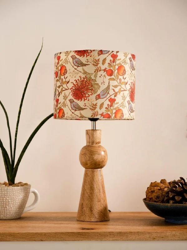 fabric table lamps with a linen shade for a relaxed and breathable lookWooden Skirt Lamp with Multicolor Birdy Shade fabric table lamps with a linen shade for a relaxed and breathable lookWooden Skirt Lamp with Multicolor Birdy Shade