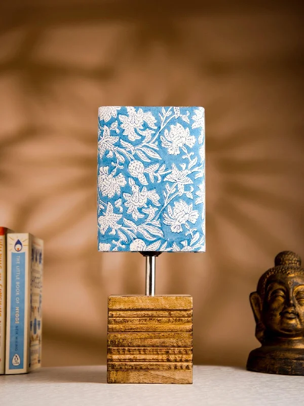industrial style table lamps with exposed bulbs for loft apartmentsWooden Stripped Cube Lamp with Colorful Blue Shade industrial style table lamps with exposed bulbs for loft apartmentsWooden Stripped Cube Lamp with Colorful Blue Shade