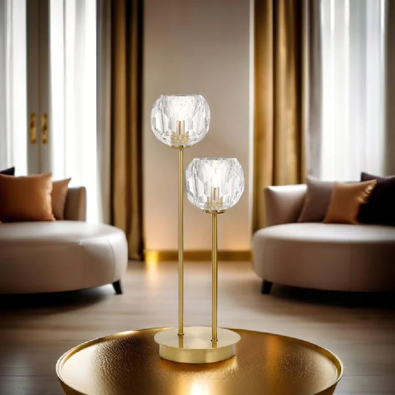 ceramic table lamps with hand painted designs for an artistic touchZaha LED Table Lamp 2Lt w/ Crystal Glass in Antique Gold or Chrome